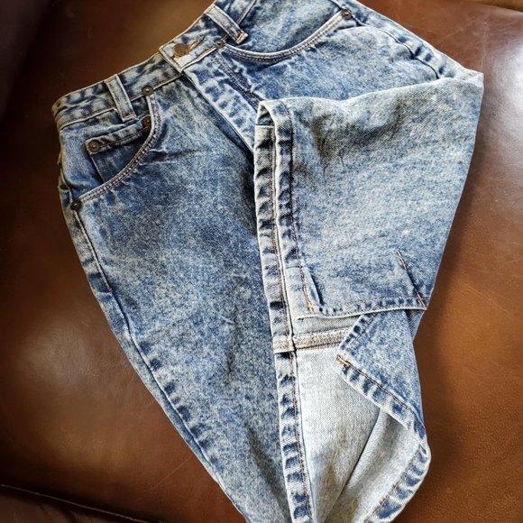 80's acid wash high waisted denim jean skirt - Picture 3 of 3